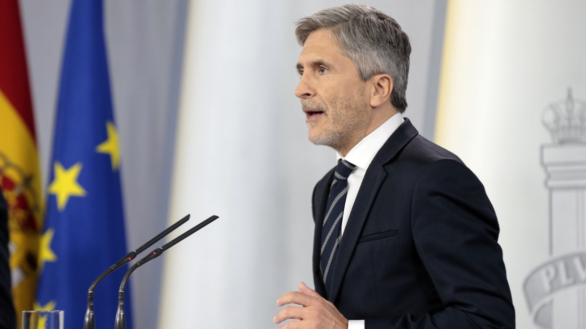 El ministro del Interior, Fernando Grande-Marlaska, durante una rueda de prensa.