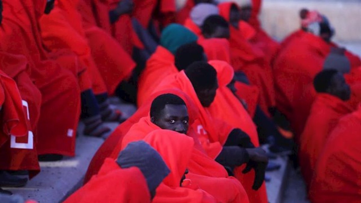Migrantes rescatados, en una foto de archivo.