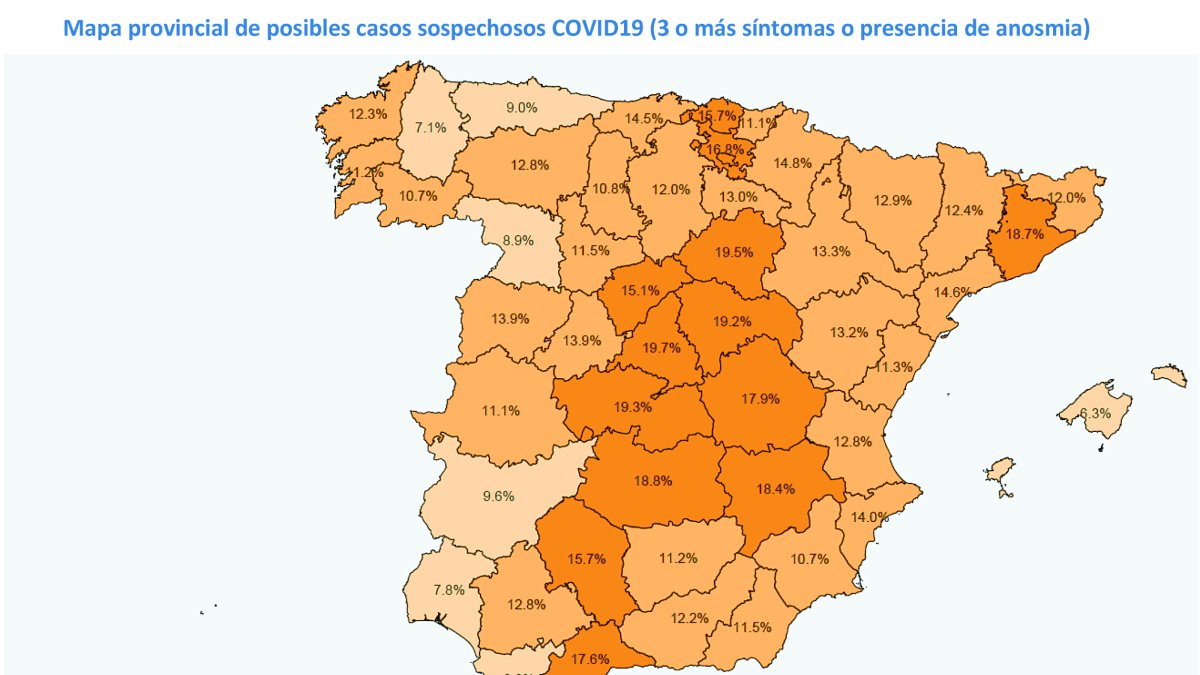 Mapa provincial de posibles casos.