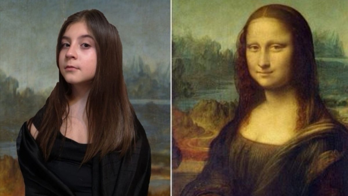 La Gioconda, de Leonardo Da Vinci, reinterpretada por una alumna del CEIP Virgen de Loreto.