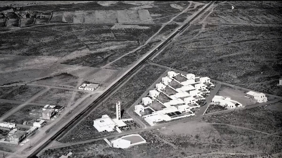 Vista aérea de la Puebla hace medio siglo.