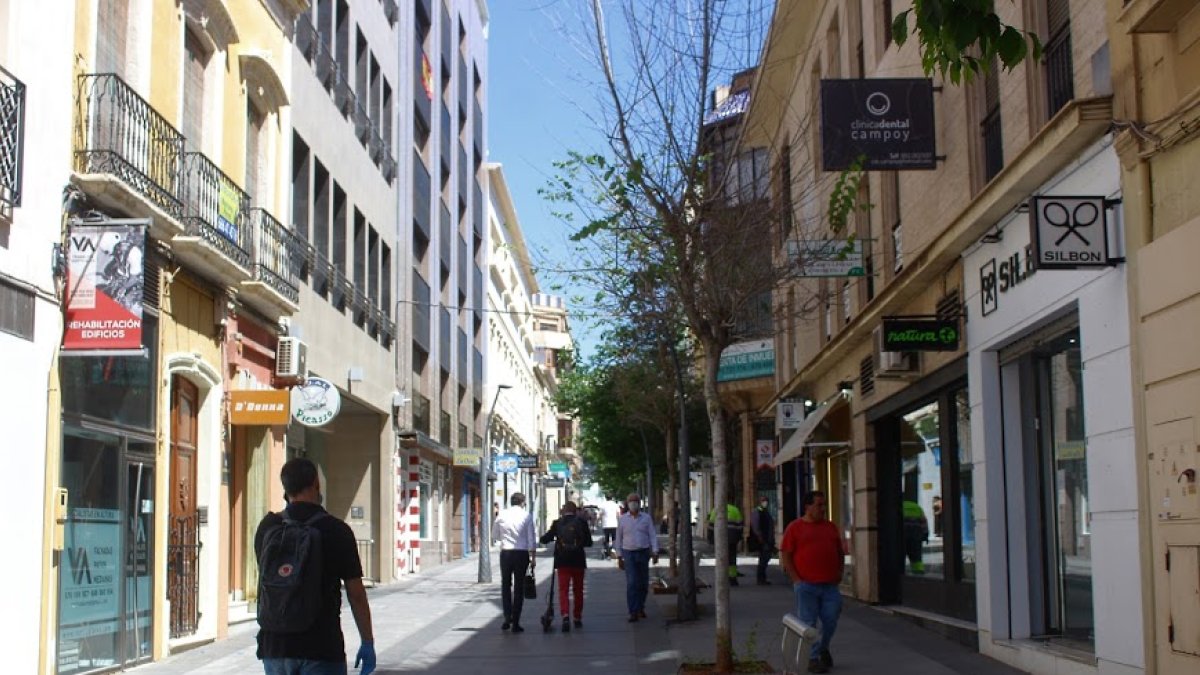 Vista de la calle Reyes Católicos de Almería durante la Fase 2.