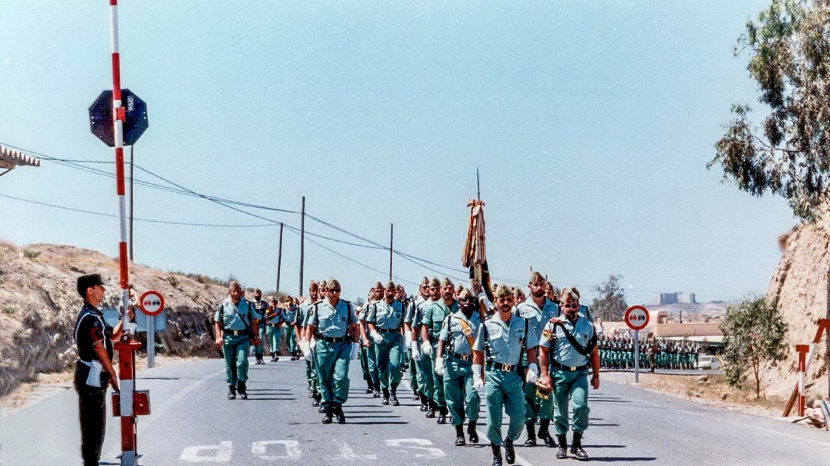 Llegada de los 200 legionarios a Viator el 1 de junio de 1995, en una imagen de la Brileg