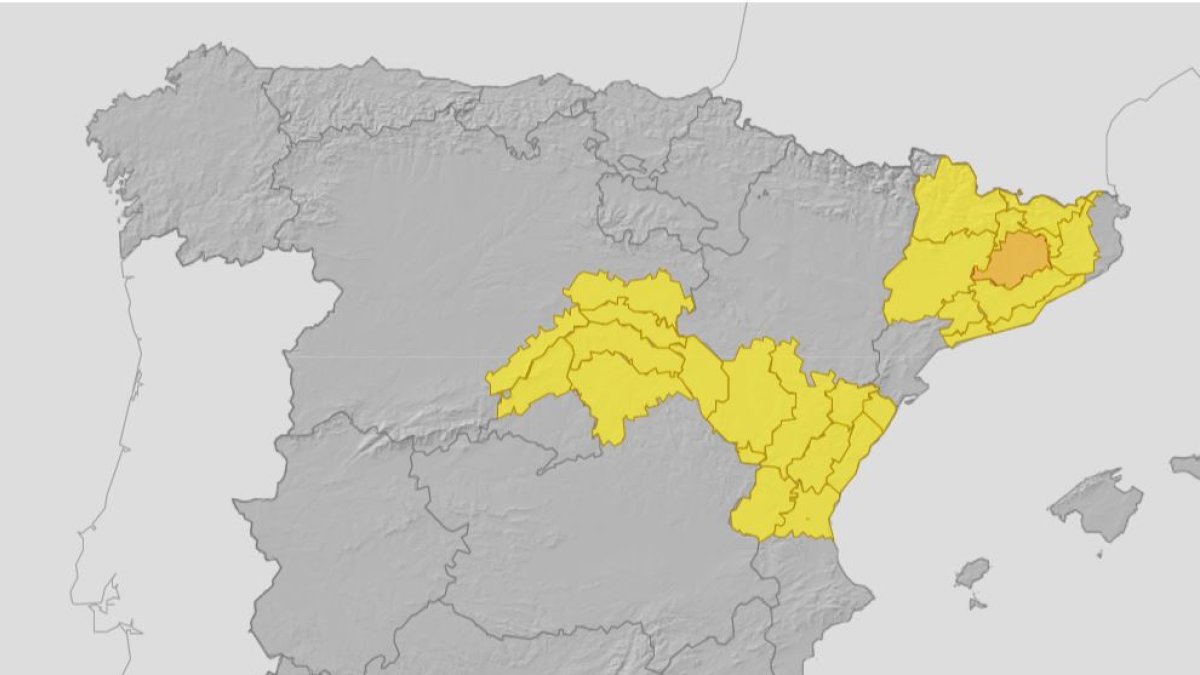 Captura de pantalla del mapa de avisos de la aemet.