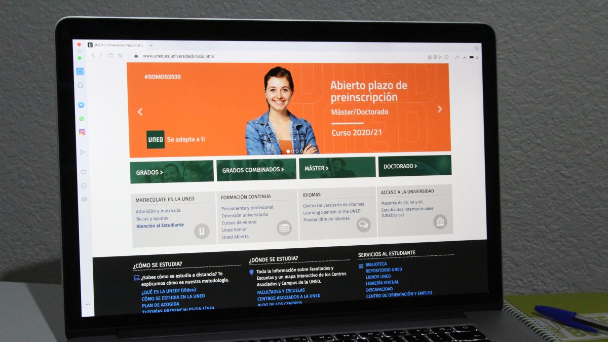 Imagen de la página web de prematriculación.