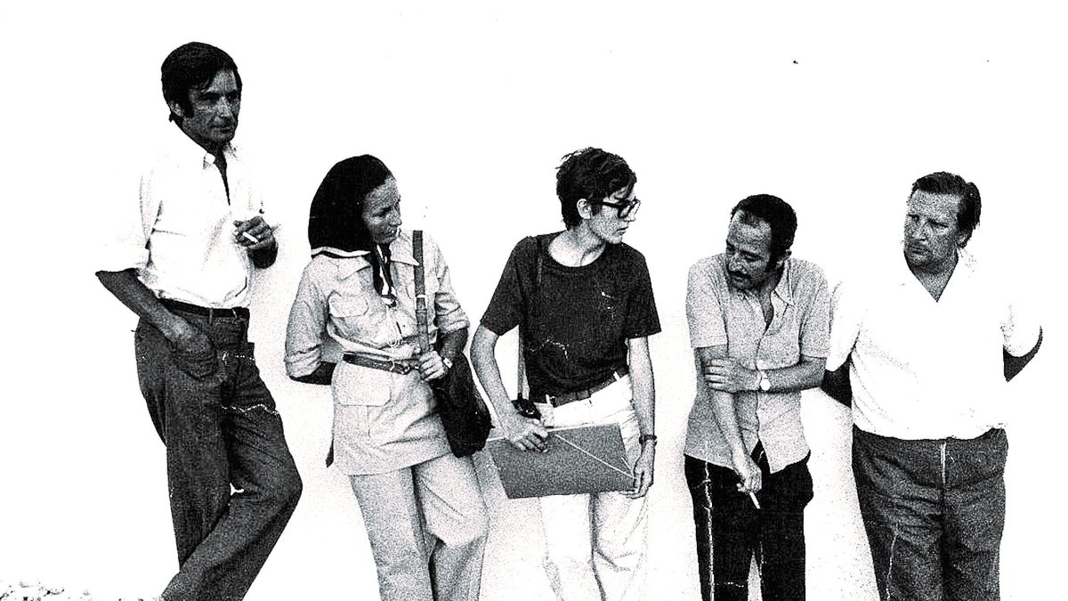 Antonio Bonet, Monique Planes y su hijo Juan Manuel Bonet, persona desconocida y el pintor suizo R.Häsler en Carboneras.