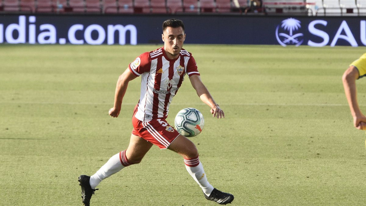 Sergio Aguza en el partido contra Las Palmas.