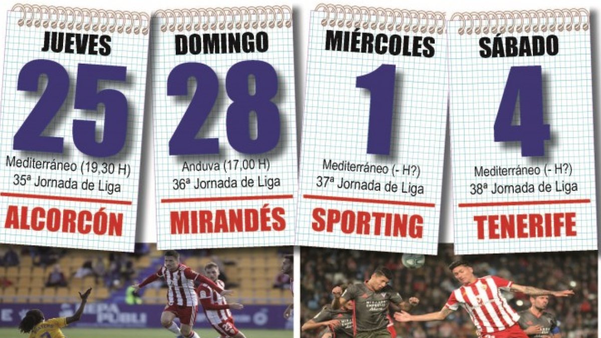 Tres de los cuatros próximos partidos los jugará el Almería en casa.