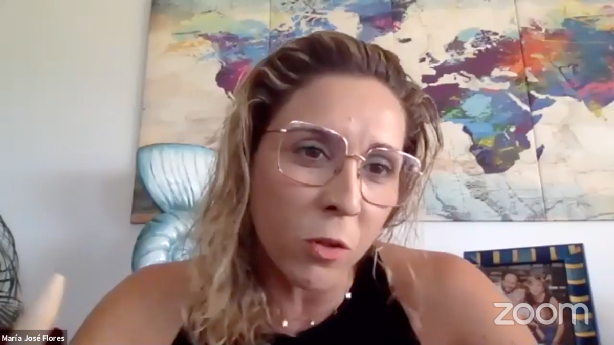 Mª José Flores, directora general del grupo Vera Import, durante el webinar.