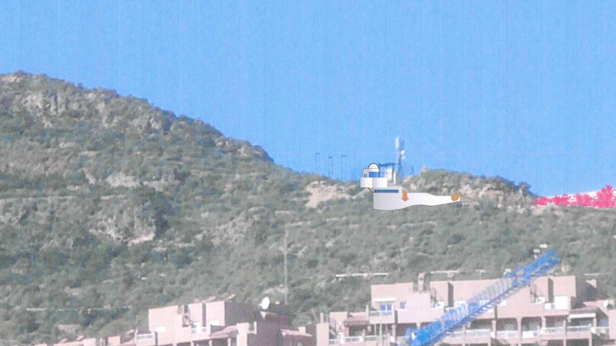 Alzado del faro ubicado en su emplazamiento del Cerro del Moro Manco, en Marina de la Torre.