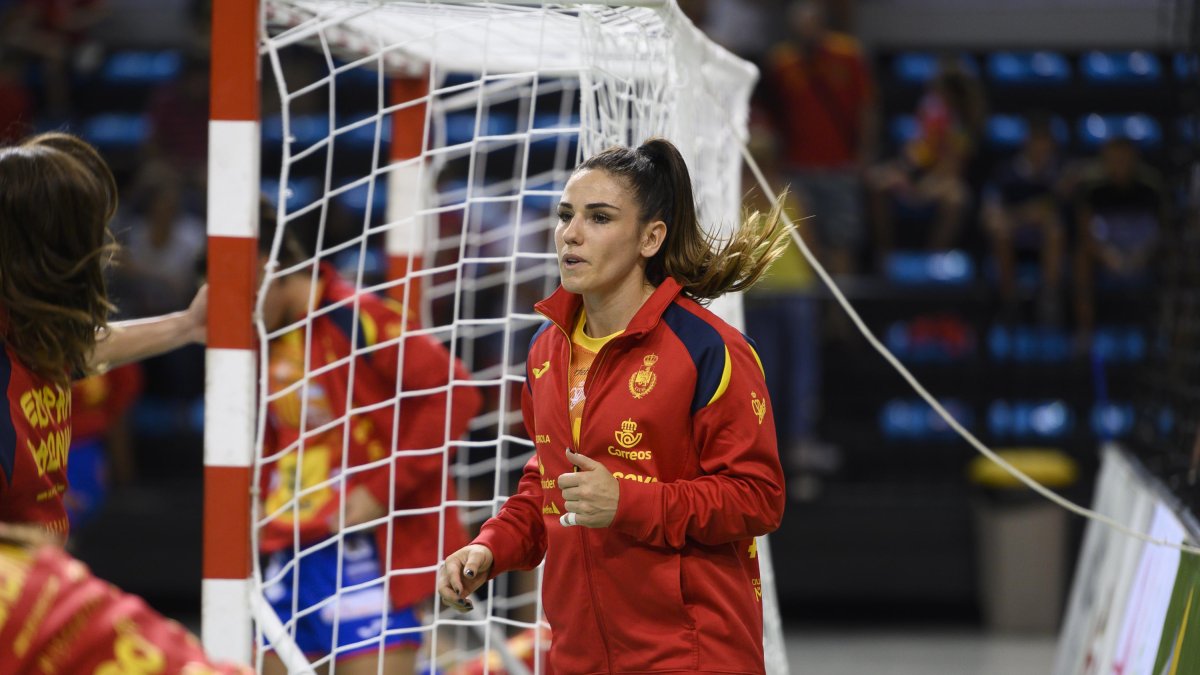Carmen Martín con la Selección en el Palacio Mediterráneo.