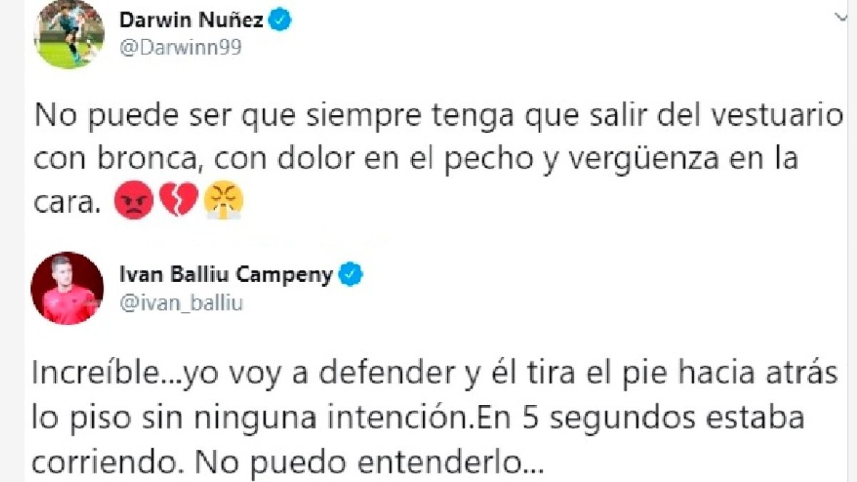 Darwin Núñez e Iván Balliu escribieron en redes sociales.