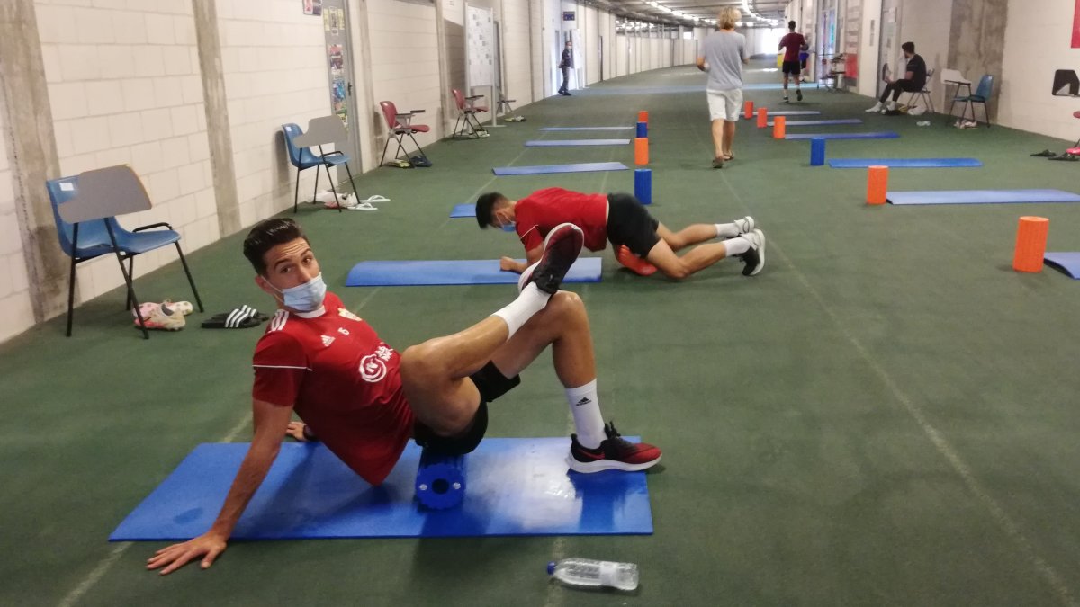 Entrenamiento en la zona mixta.