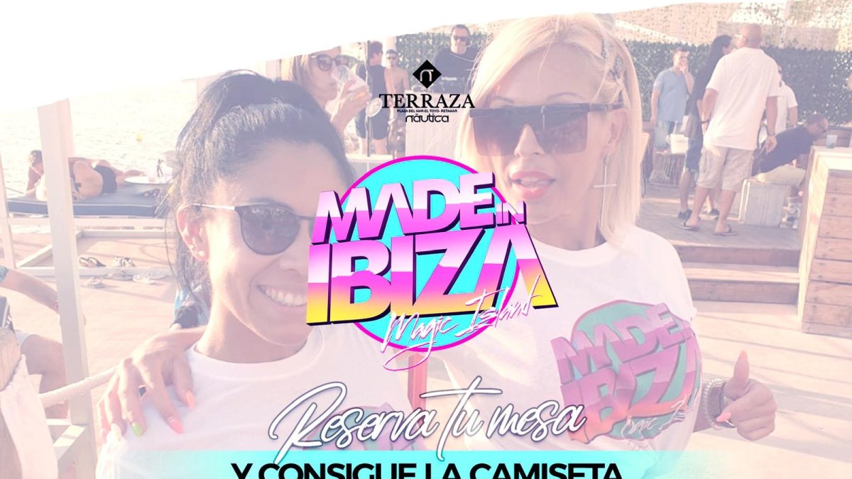 Cartel de Made in Ibiza en la terraza de Náutica Urban Music.