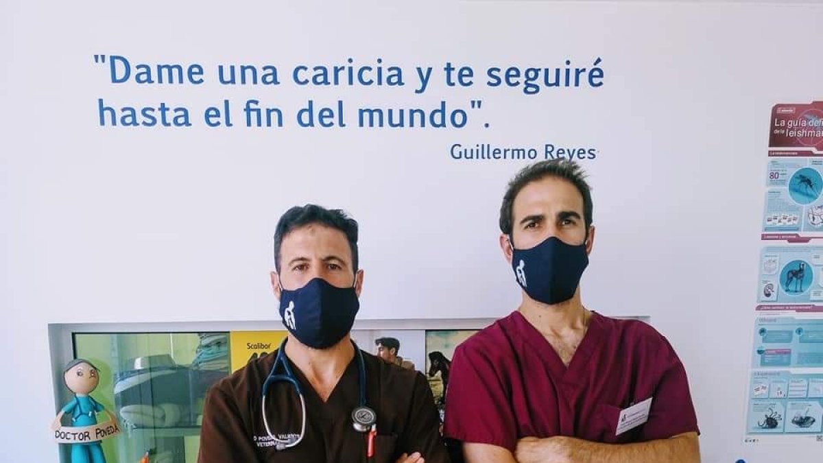 Clínica Veterinaria Poveda, Emilio Poveda (izq) y Juan Manuel Mateo (dcha). Veterinario y auxiliar.