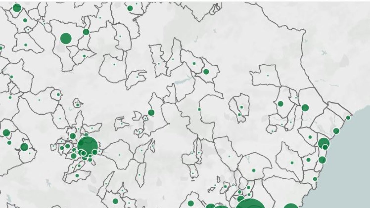 Mapa de casos positivos por PCR detectados en la provincia de Almería.