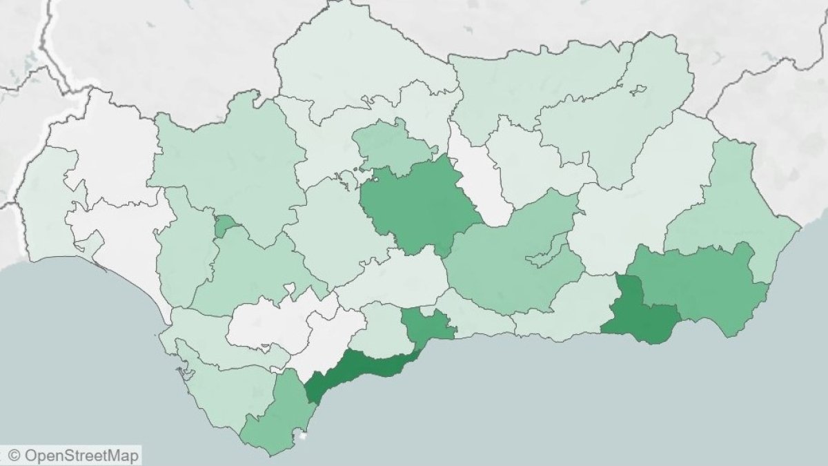 Incidencia de PCR positivos en la última semana por distritos sanitarios.