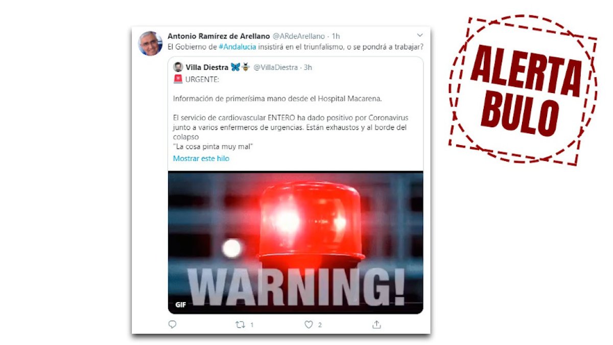 Imagen publicada por la Junta de un bulo desmentido.