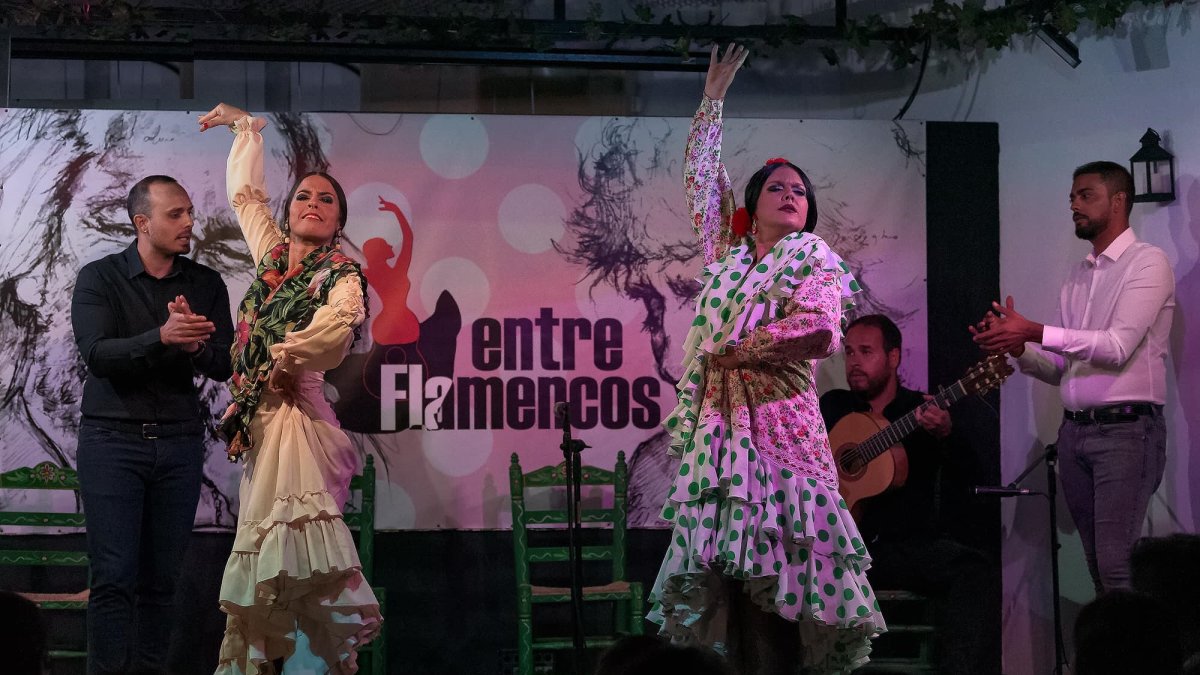 Azahara Herrera e Inka Díaz con Cristo Heredia y José Bellido, foto Juanma López.