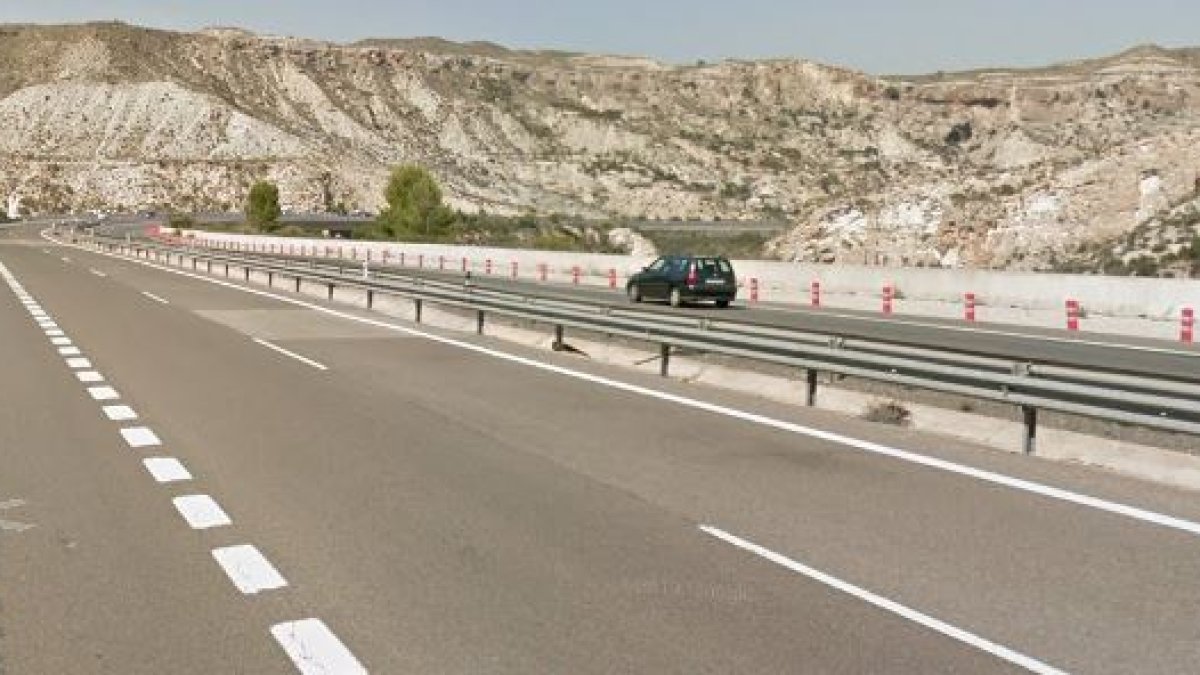 Captura de pantalla de Google Maps de la A-7 a su paso por Sorbas.