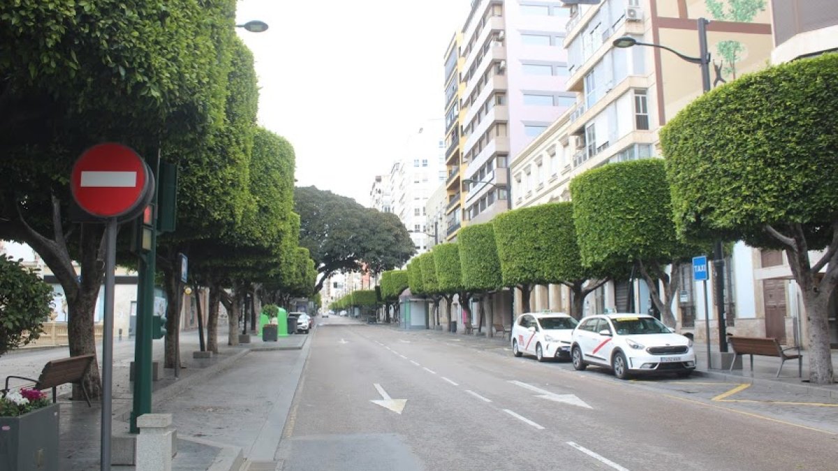 Imagen del Paseo de Almería durante el primer estado de alarma.
