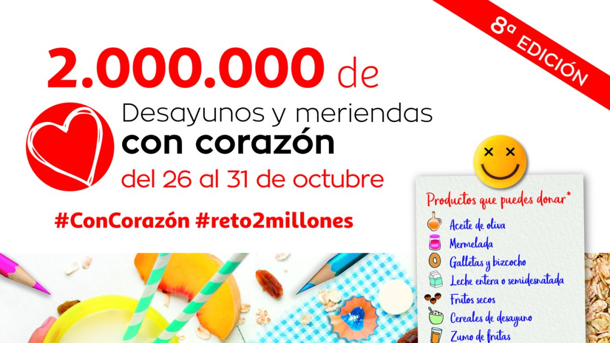 Cartel de la 8ª edición Desayunos y Meriendas con Corazón de Cruz Roja.