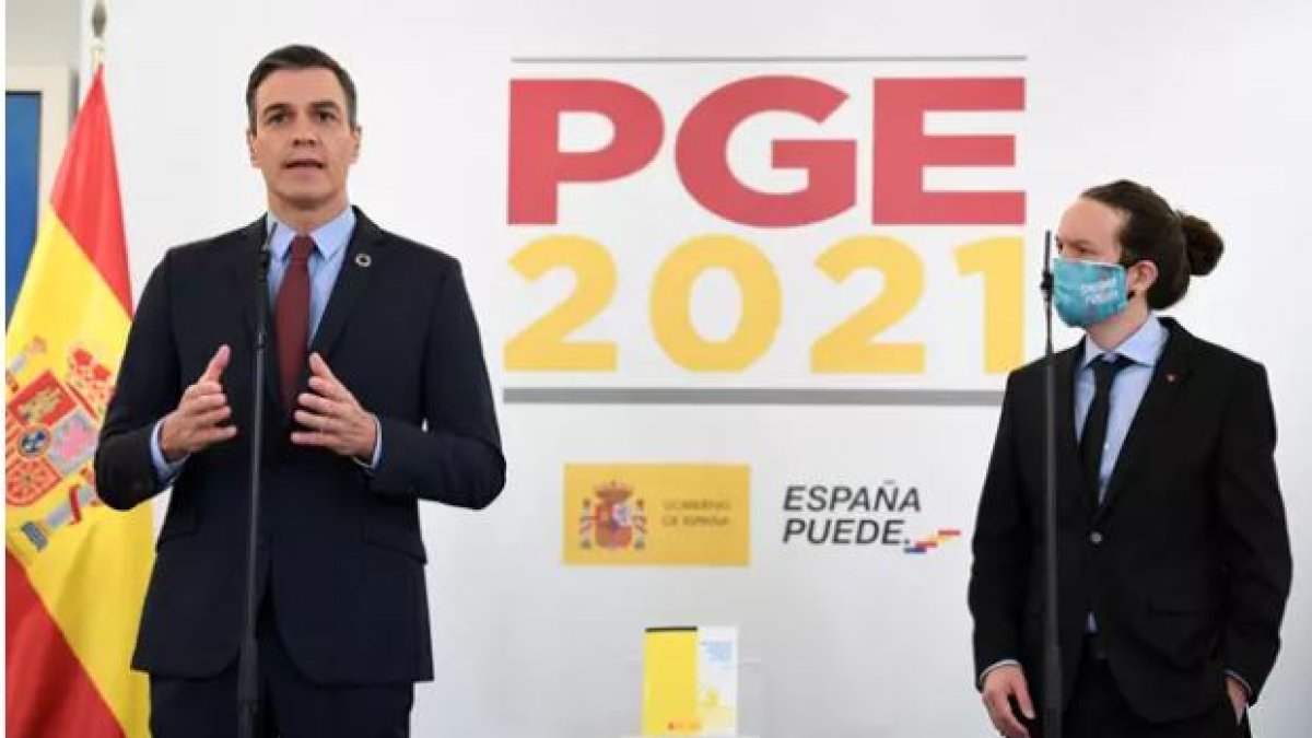 Sánchez e Iglesias presentan los Presupuestos. /FOTO: Moncloa