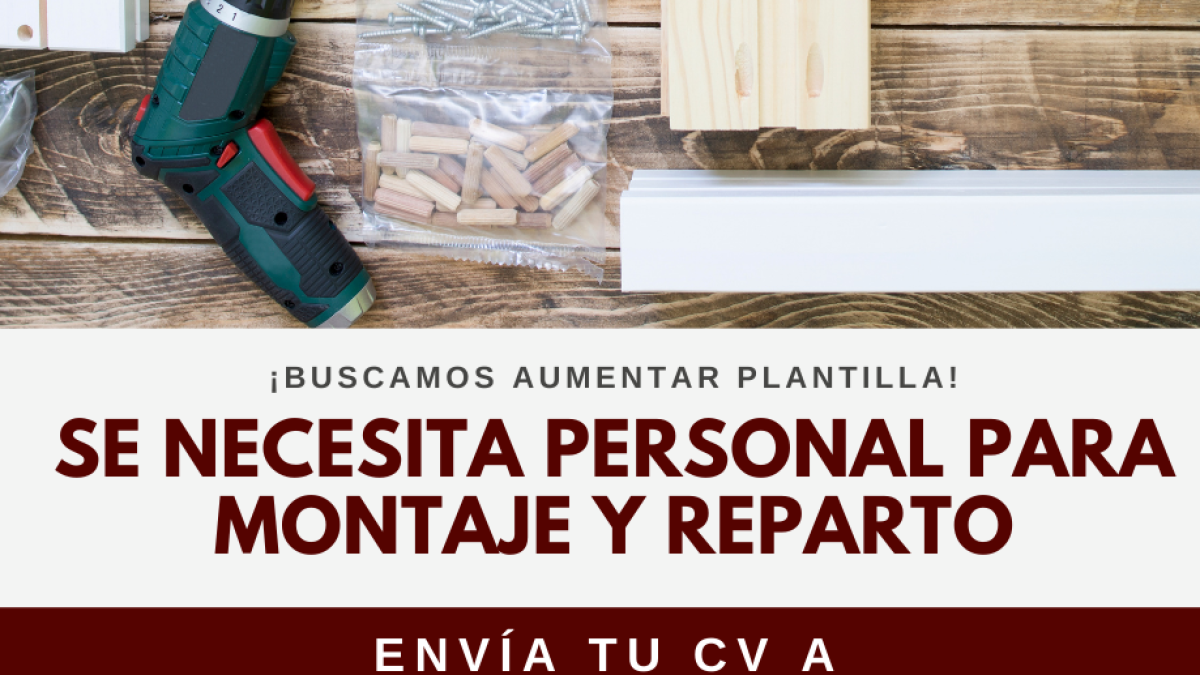 Muebles Mago. Oferta de empleo para montaje y reparto con urgencia, experiencia en cocinas y armarios.