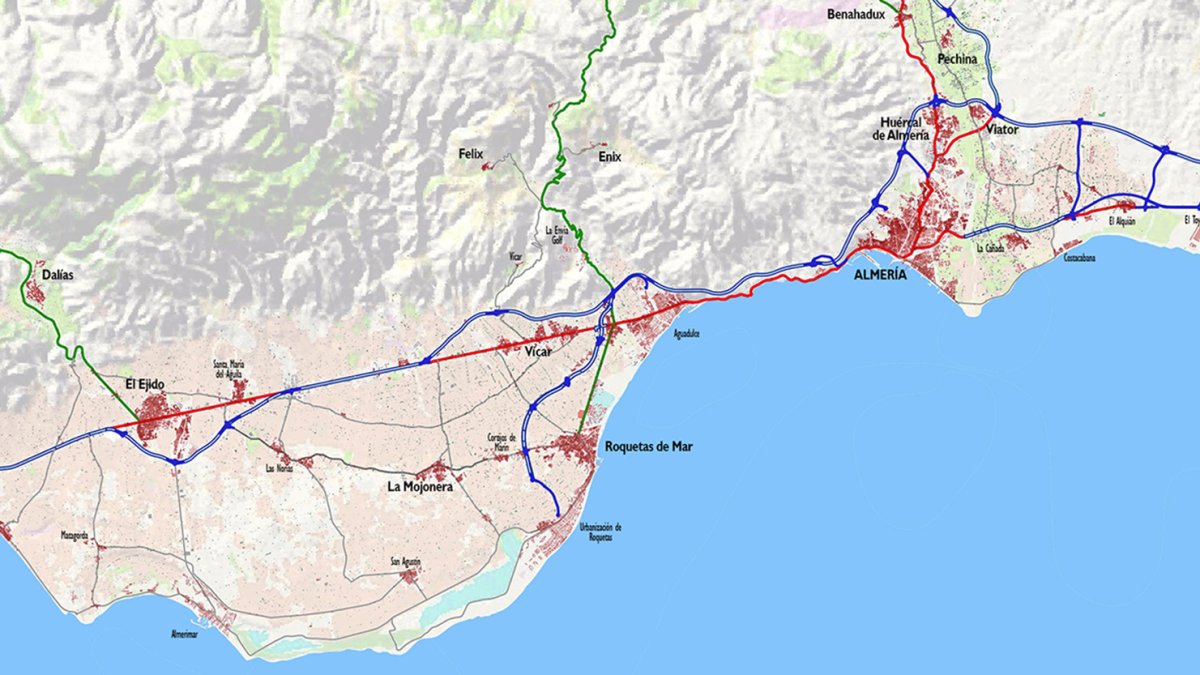 El ámbito de la región urbana Almería-Poniente.