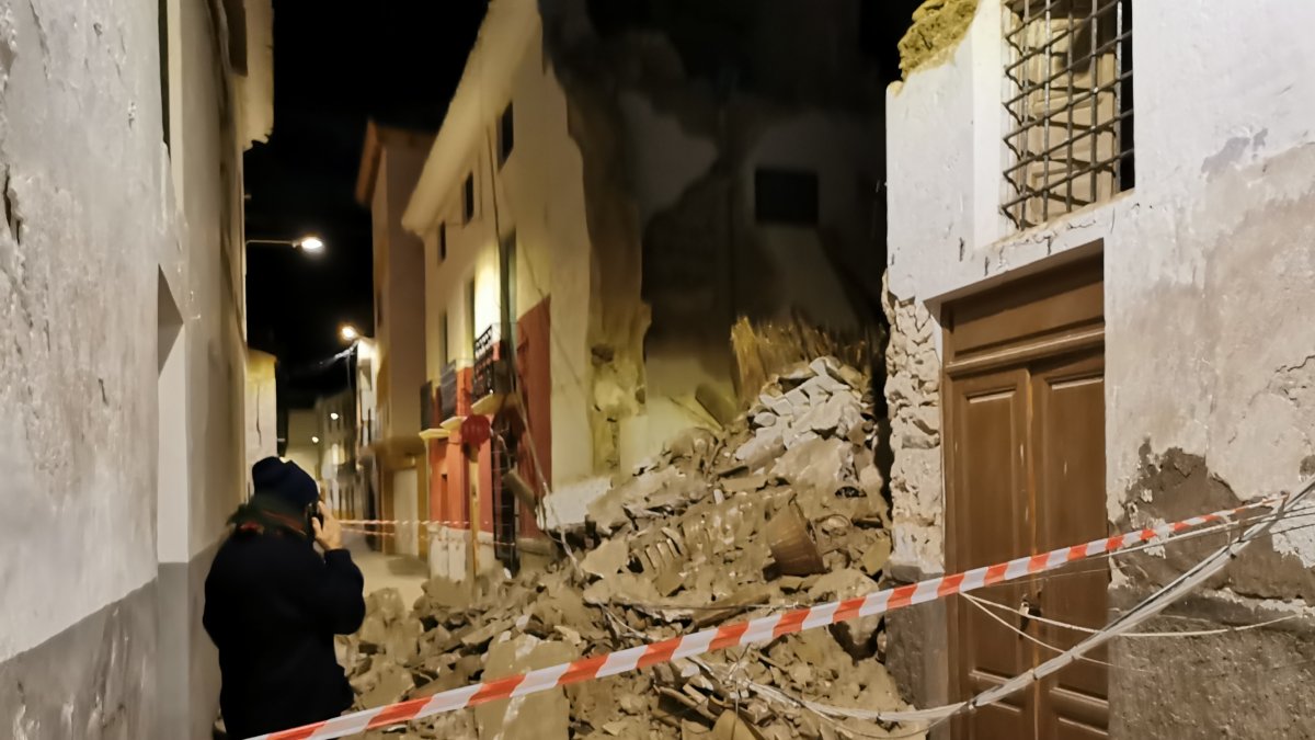 Restos de la vivienda tras el derrumbe.