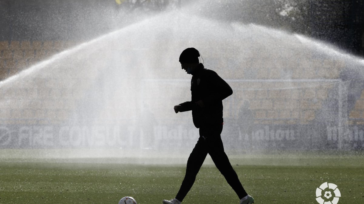 Ningún jugador del Almería se queda a la sombra.