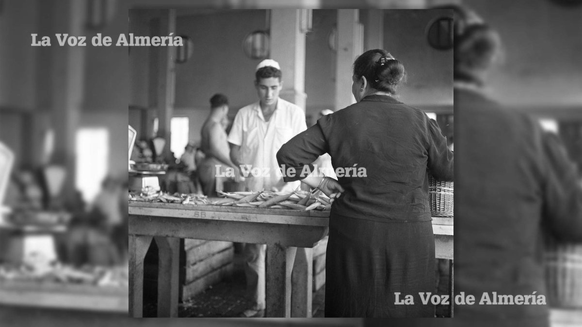 La Plaza del Pescado, al lado del teatro Apolo, era un espectáculo en los días previos a la Noche Buena. Toda Almería pasaba aquellos días por allí.