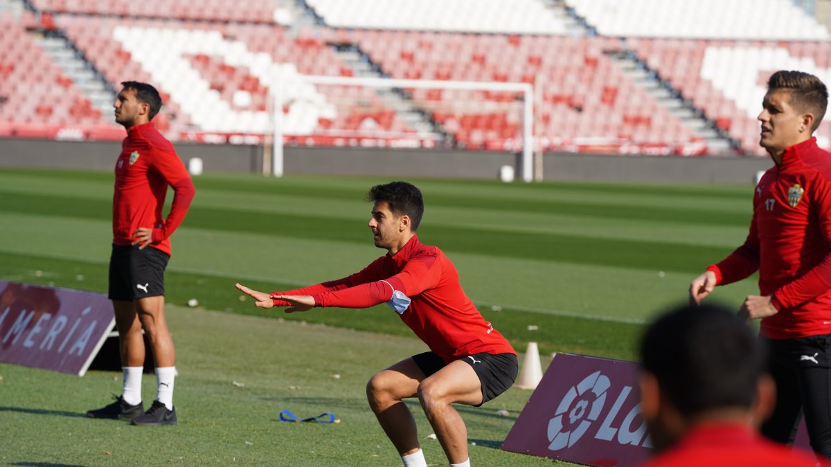 César de la Hoz en el entrenamiento de este lunes.