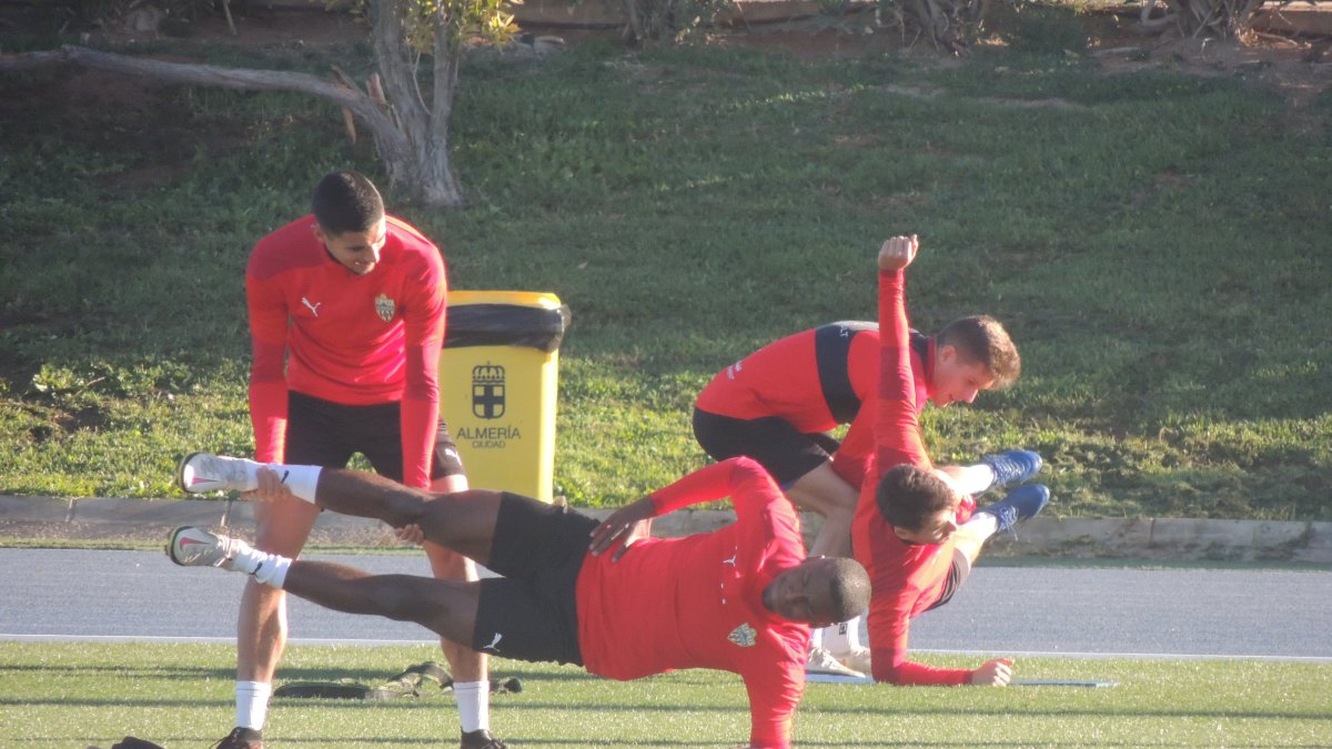Primeros compases del entrenamiento de este miércoles.