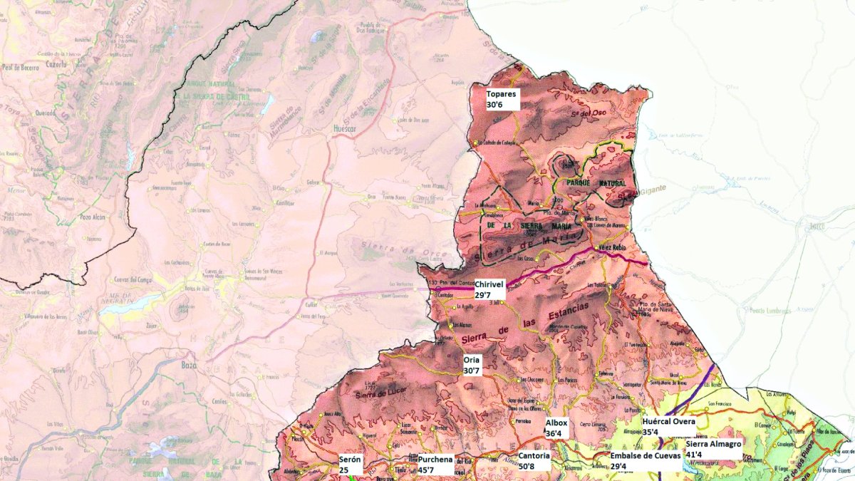 El mapa de las precipitaciones señala los puntos donde más agua se ha recogido. Fuente: Cazatormentas.