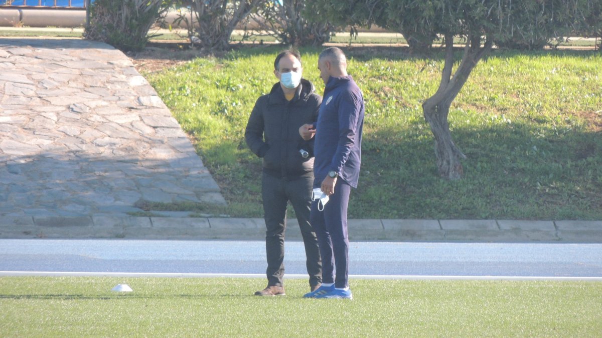 Joao Gonçalves y José Gomes en el entrenamiento de este miércoles.
