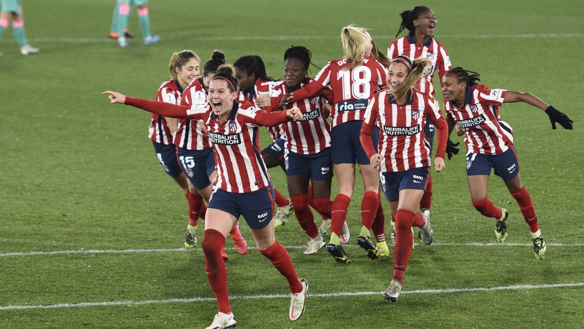 Celebración del Atlético de Madrid tras avanzar a la final.