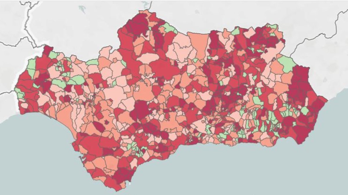 Tasa de incidencia en los municipios andaluces.