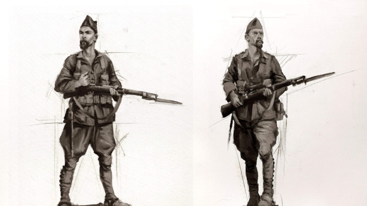 Bocetos de Ferrer-Dalmau difundidos por el Museo del Ejército de Tierra