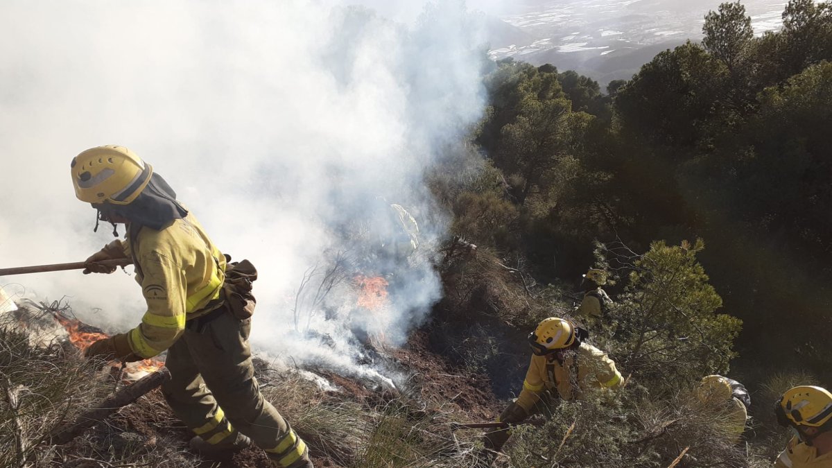 Desarrollo de los trabajos de extinción por parte del Infoca.