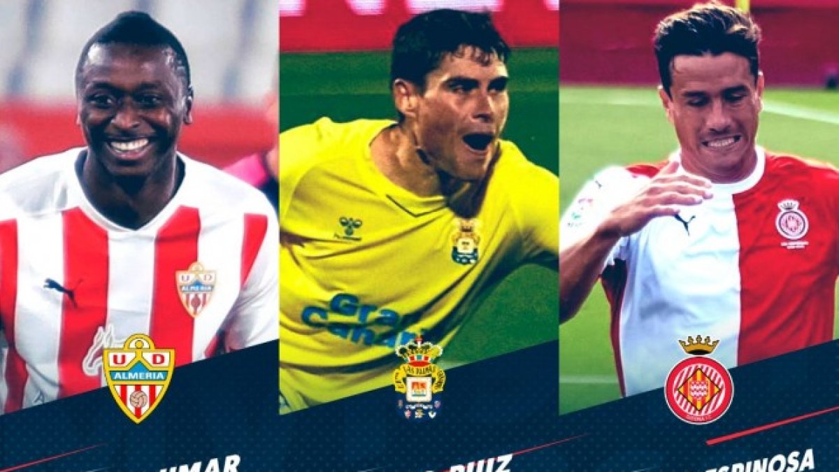Los tres futbolistas nominados a mejor futbolista del mes.