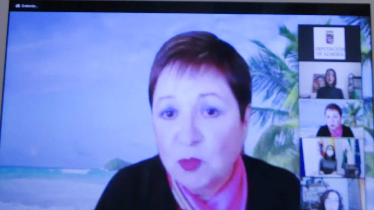 Enriqueta Barranco, ganadora del certamen, durante el acto celebrado de forma telemática.