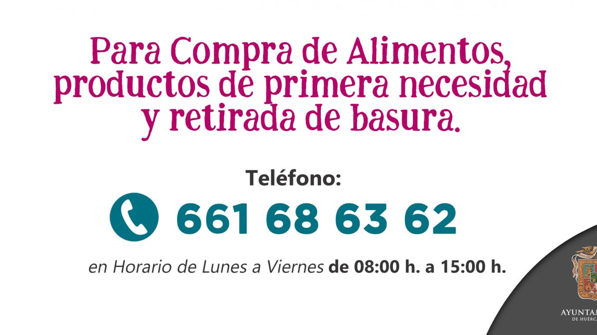 Teléfono facilitado por el Ayuntamiento de Huércal-Overa.