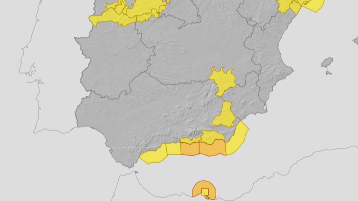 Mapa de avisos de la Aemet.
