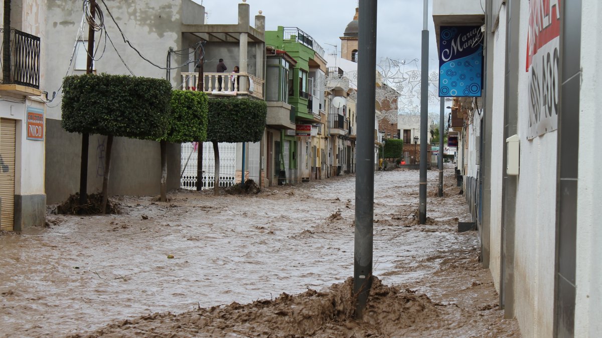 Pueblo de Pulpí durante las inundaciones de 2012.