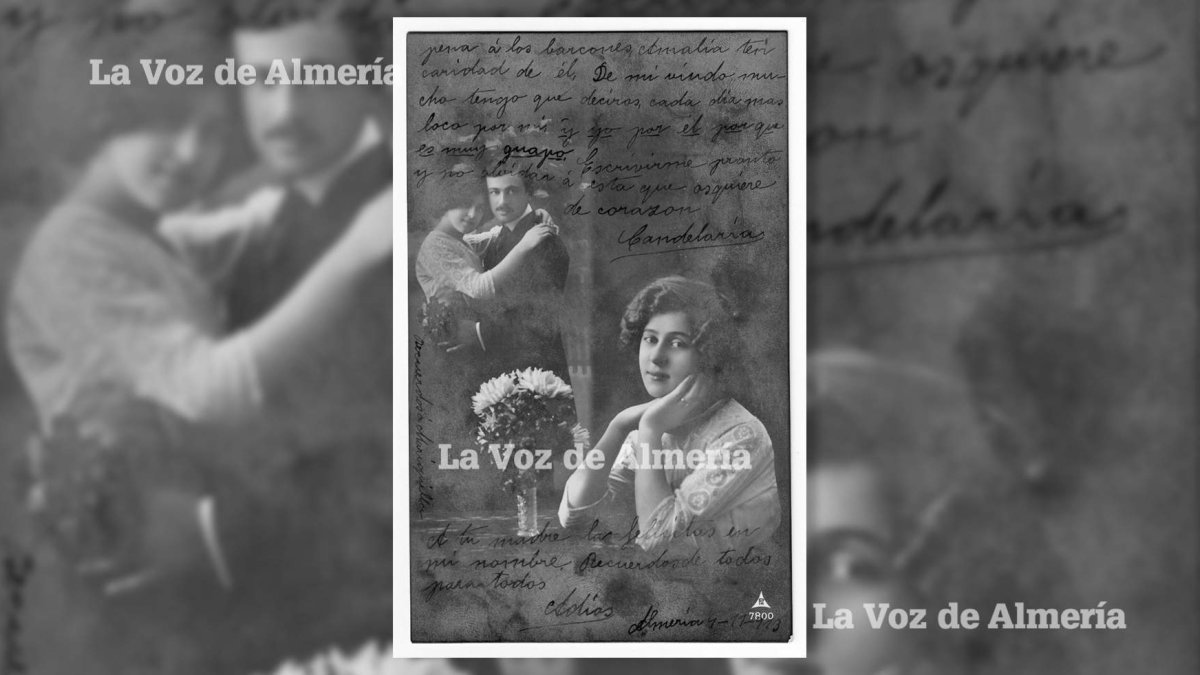 Postal de los primeros años del siglo pasado, en la que las enamoradas contaban sus relaciones llenas de buenas intenciones. Cedida por A. Buendía.