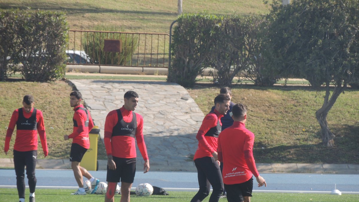 Samú Costa en el entrenamiento de este jueves.