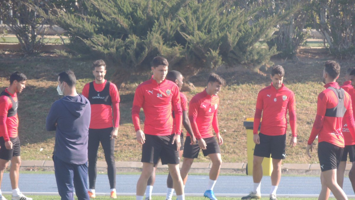 Jorge Cuenca en el entrenamiento de este viernes.