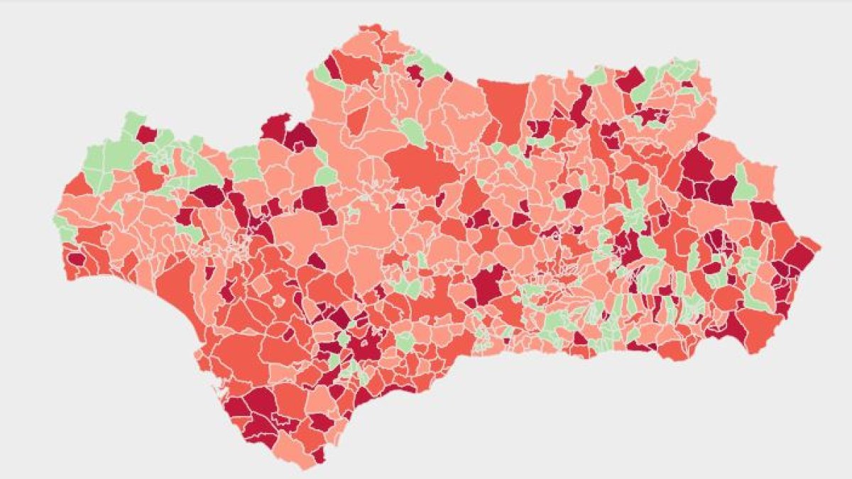 Mapa covid de los municipios de Andalucía.