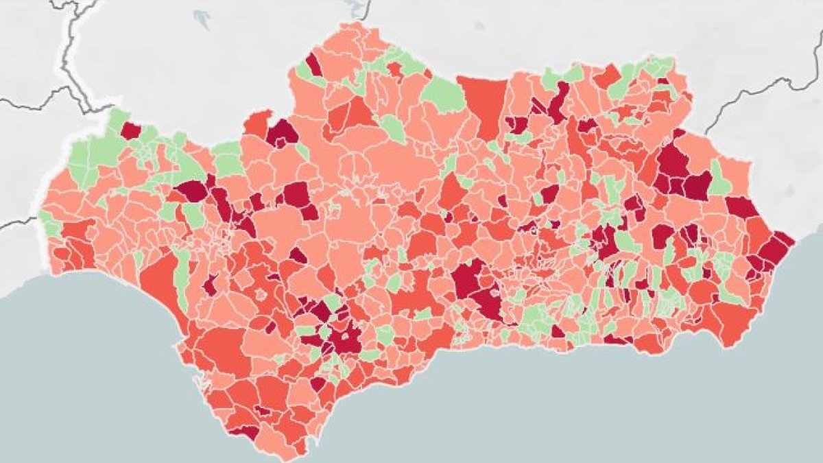 Mapa covid de Andalucía.